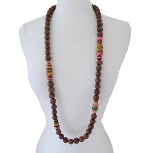 MELVIN Long wood bead Boho necklace